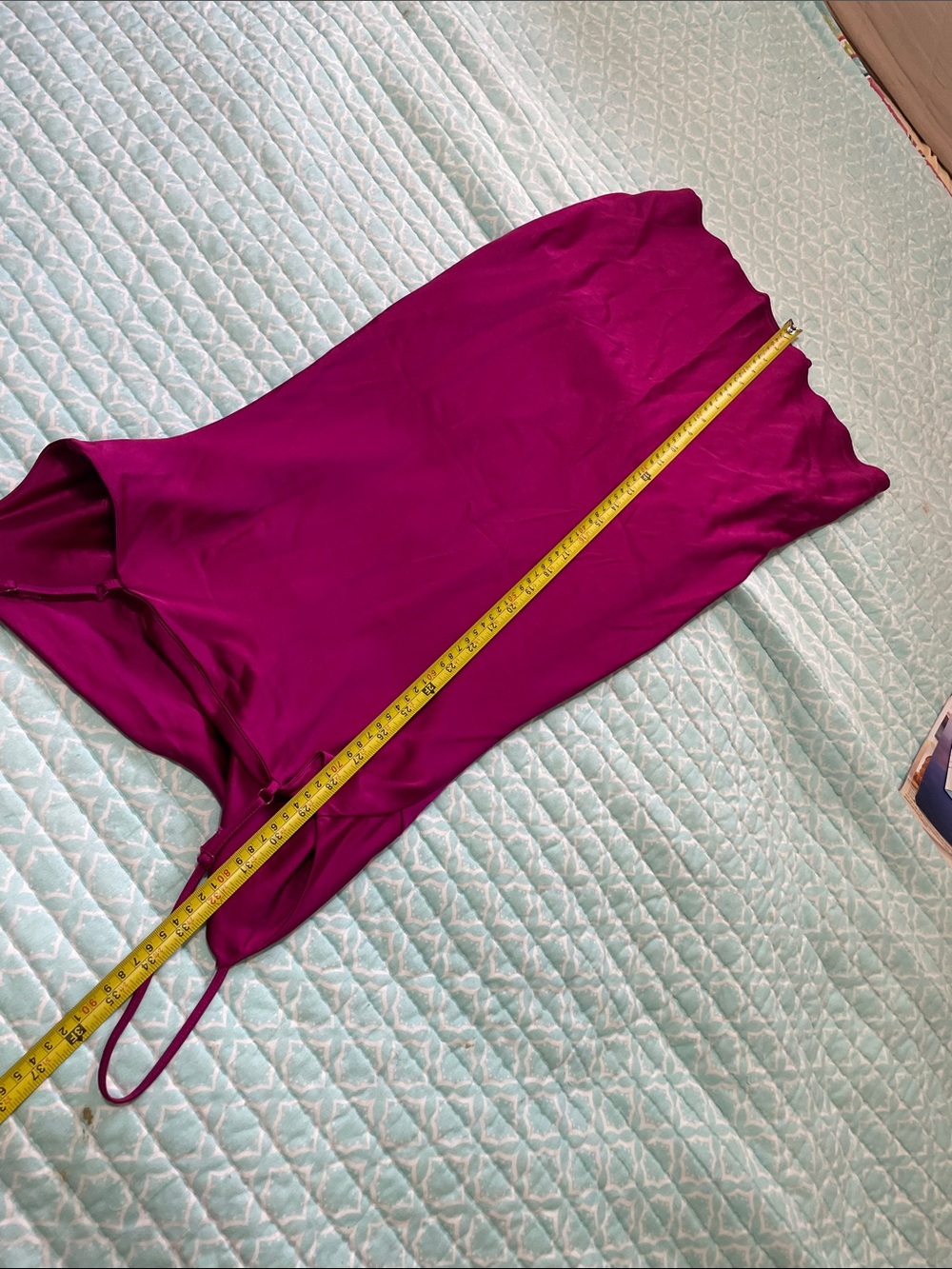 Express Cowell, neck magenta, pink satin slipped dress - Picture 6 of 6